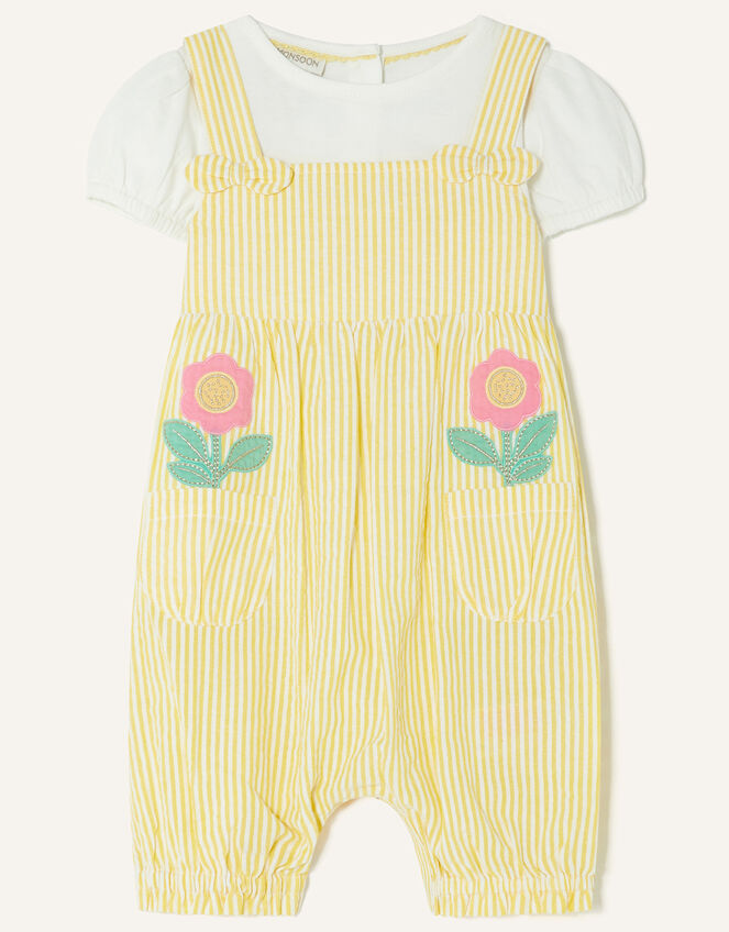 Baby Seersucker Floral Romper Set, Yellow (YELLOW), large