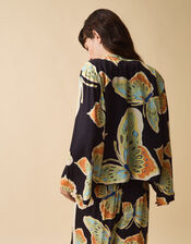 Clemence Aurelie Butterfly Kimono Jacket, Black (BLACK), large