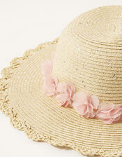 Florrie Corsage Floppy Hat, Natural (NATURAL), large
