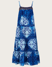 Tile Batik Print Cami Midi Dress, Blue (BLUE), large