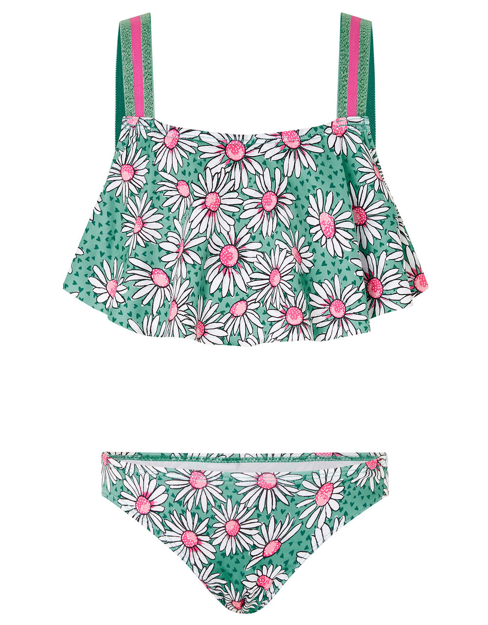 Children Girls 3-12yrs | Daisy Print Bikini Set Green - TI51360