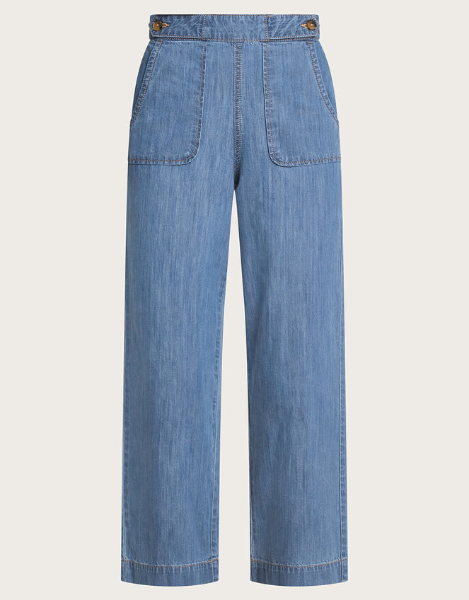 Harper Crop Wide Leg Pull-On Jeans Regular Length, Blue (DENIM BLUE), large