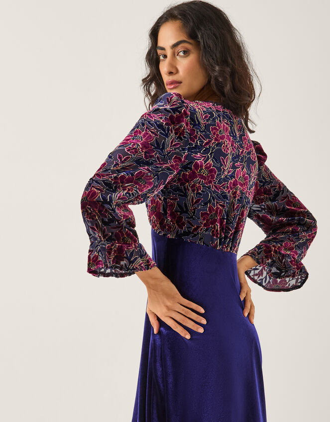 Milena Floral Devoré Velvet Midi Dress, Purple (PURPLE), large