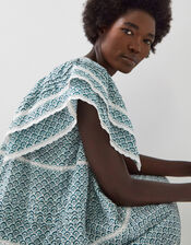 East Duva Print Tiered Smock Dress, Blue (BLUE), large