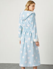 Spot Print Dressing Gown with Hood, Blue (BLUE), large