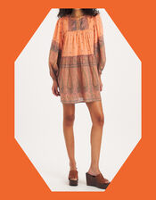 Antik Batik Johri Paisley Mini Dress, Orange (ORANGE), large