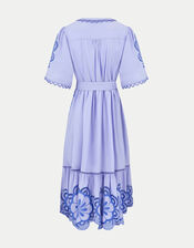 East Aliona Floral Broderie Midi Dress, Purple (LILAC), large