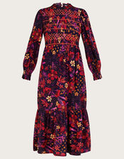 Floral Smock Dress, Blue (NAVY), large