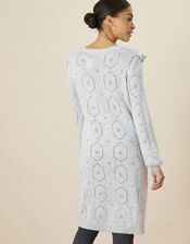 Rita Embroidered Ruffle Dress, Grey (GREY), large