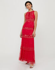 Sai Sustainable Embellished Maxi Dress, Red (RED), large