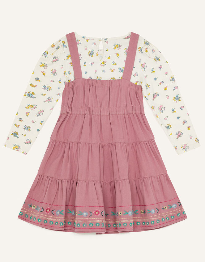 Twill Pinny Dress with Ditsy Tee, Pink (PINK), large