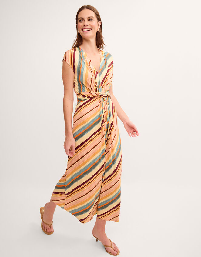 Tola Stripe Jersey Midi Dress Pink
