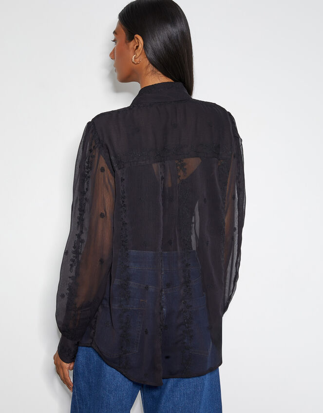 Edie Embroidered Blouse, Black (BLACK), large