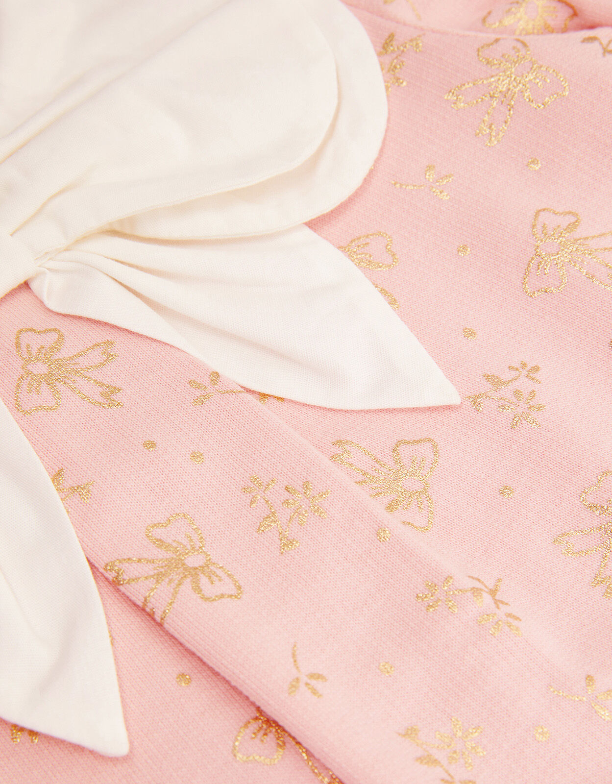 Baby Bow Collar Foil Print Dress Pink
