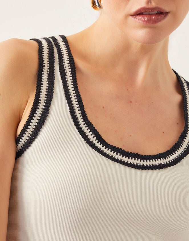 Tate Crochet Trim Tank Top, Ivory (IVORY), large