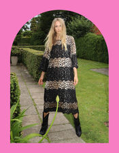 Crās Elina Leopard Print Lace Midi Dress, Leopard (LEOPARD), large