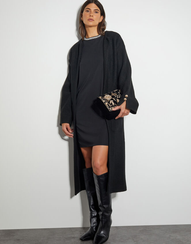 Jaye Jewel Collar Tunic Dress, Black (BLACK), large