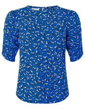 Fagen Ditsy Floral Top in Organic Cotton, Blue (BLUE), large
