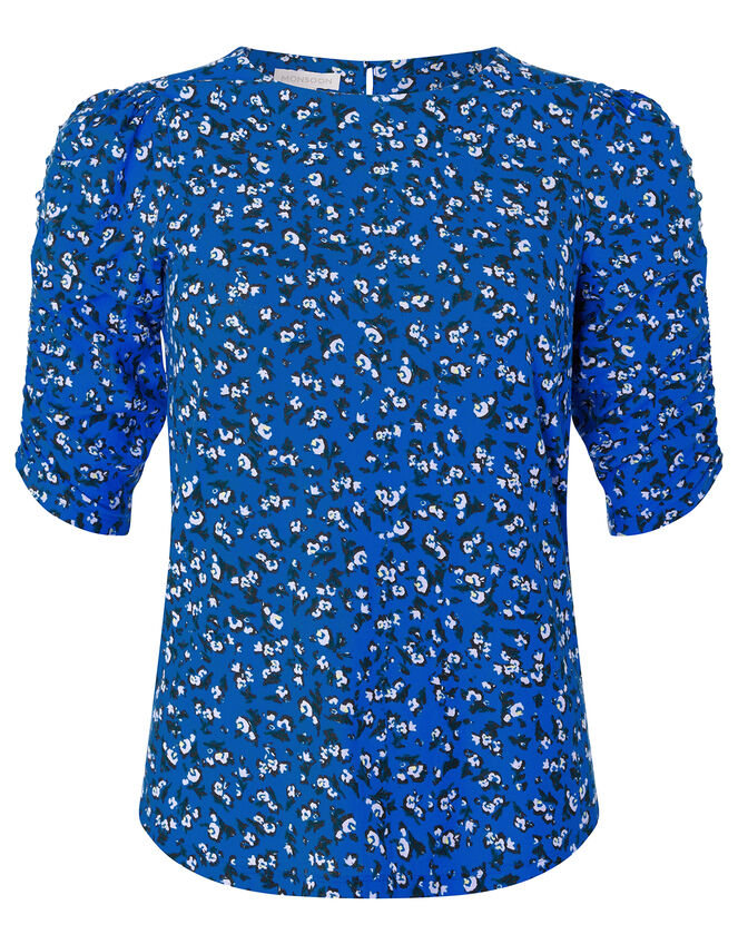 Fagen Ditsy Floral Top in Organic Cotton, Blue (BLUE), large
