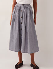 Bea Gingham Button Midi Skirt, Blue (NAVY), large