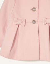 Baby Bow Hooded Coat, Pink (PALE PINK), large