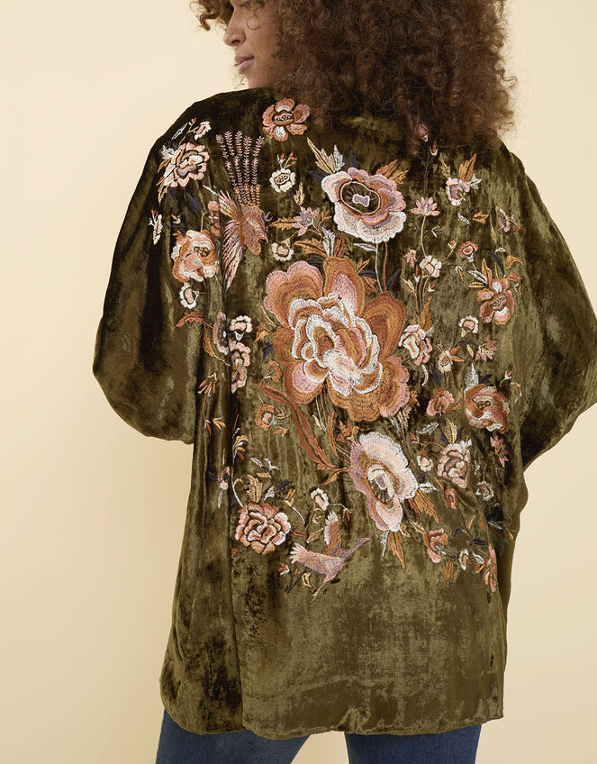 East Phoebe Embroidered Velvet Jacket, Green (GREEN), large