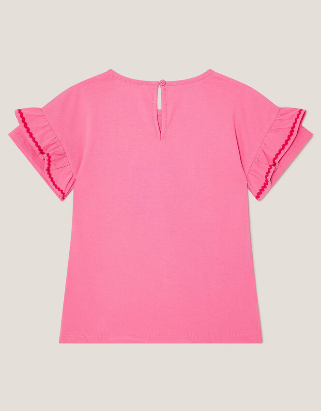 Hummingbird Embellished Frill T-Shirt, Pink (PINK), large