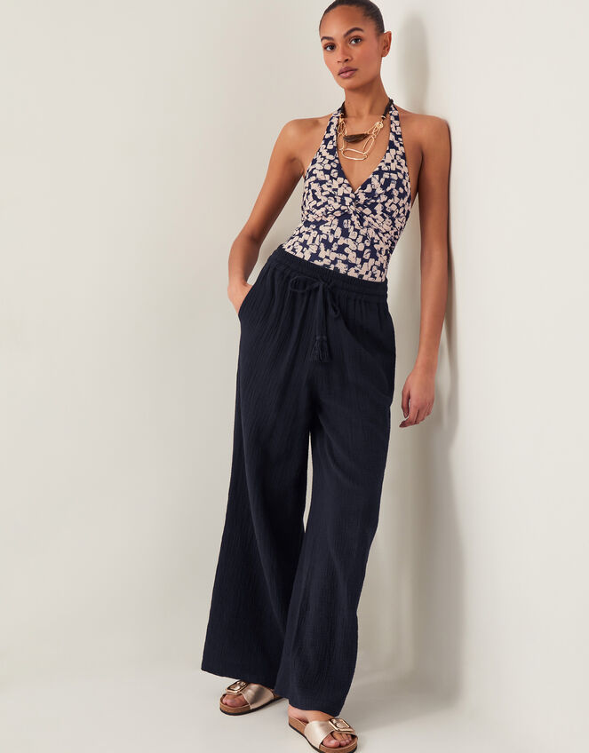 Alwena Abstract Print Halter Swimsuit Black