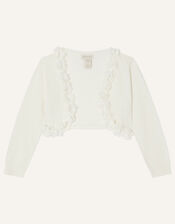3D Floral Trim Cardigan, Ivory (IVORY), large