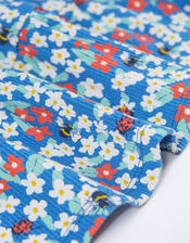 Frugi Floral Tiered Dress, Blue (BLUE), large
