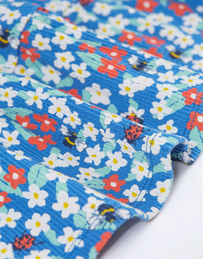 Frugi Floral Tiered Dress, Blue (BLUE), large