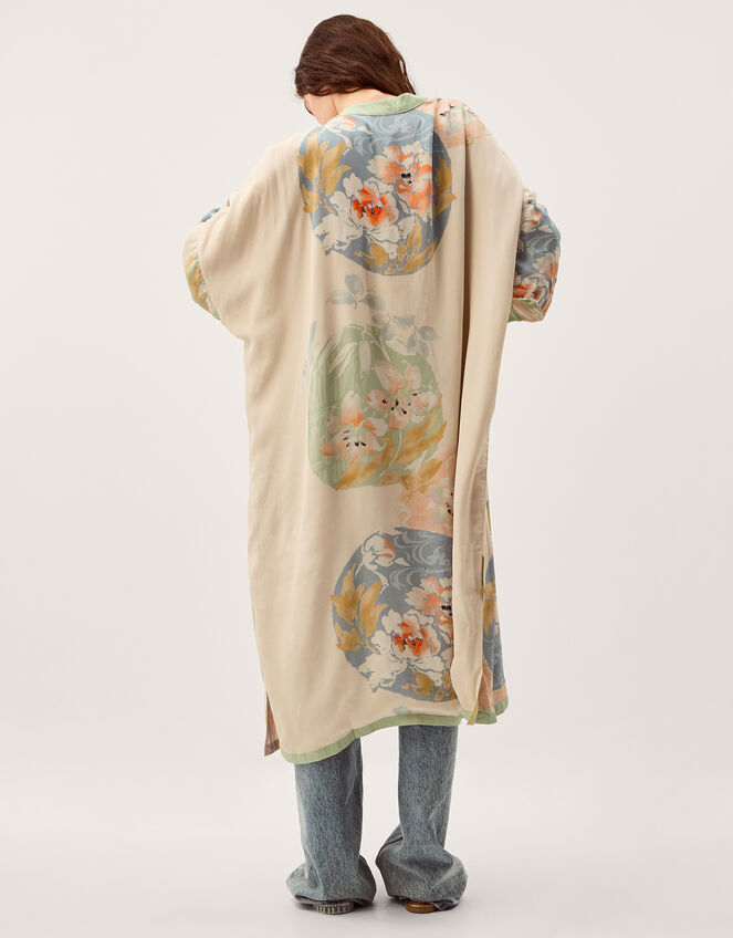 Clemence Amelie Floral Long Kimono Cream