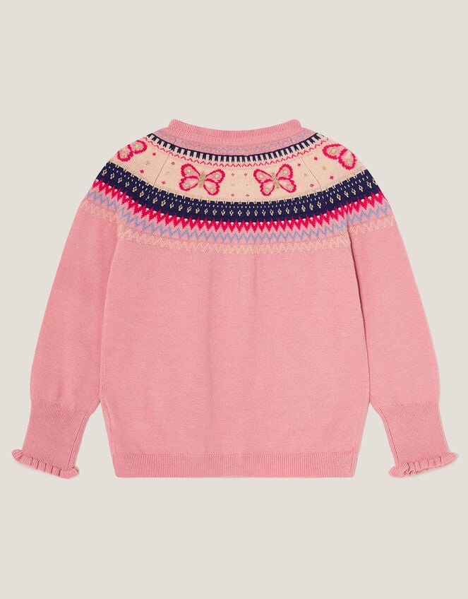 Butterfly Fair Isle Cardigan , Pink (PINK), large