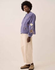 East Anyar Botanical Embroidered Cotton Twill Jacket, Blue (BLUE), large