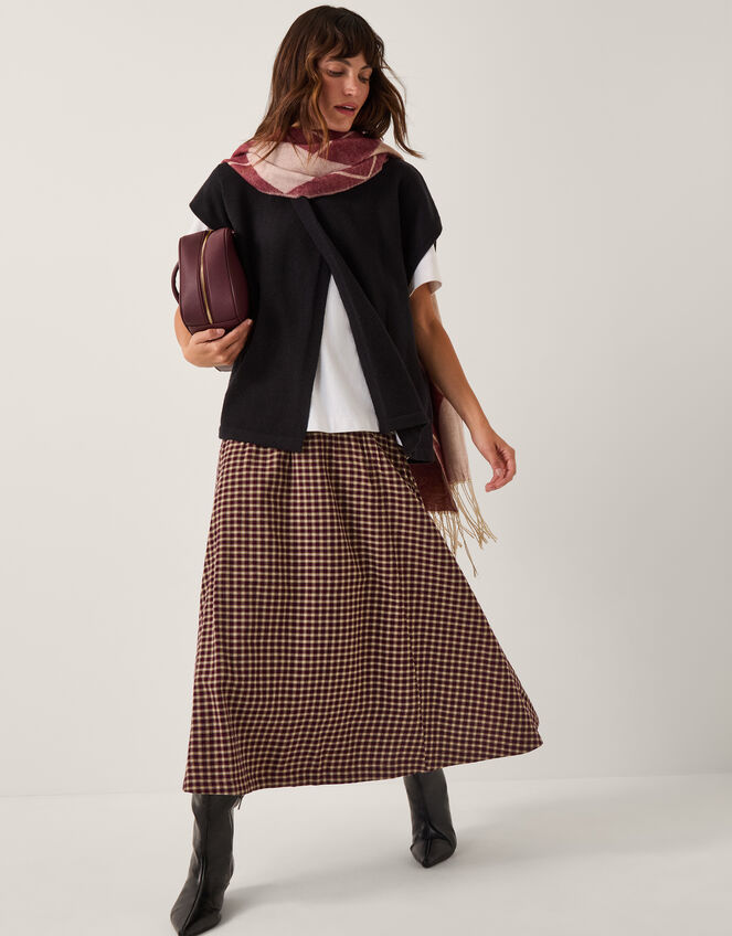 Double Breasted Knit Poncho Vest, Black (BLACK), large