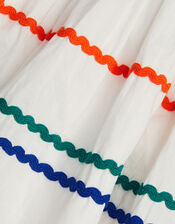 Sleeveless Collared Ric Rac Dress, White (WHITE), large