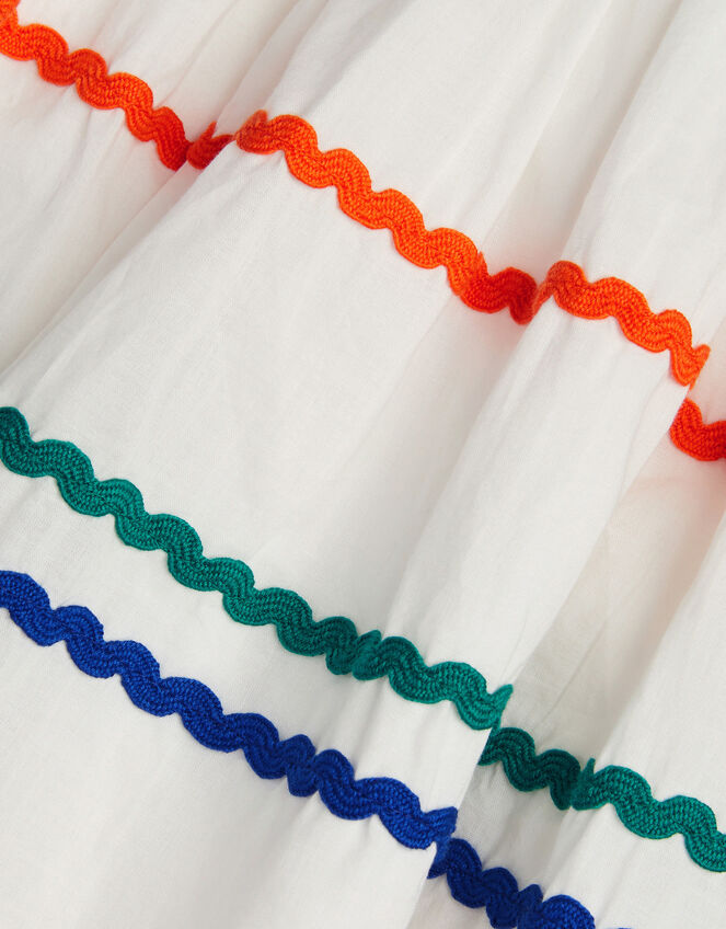 Sleeveless Collared Ric Rac Dress, White (WHITE), large