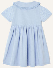 Baby Broderie Sleeve Floral Hem Dress , Blue (BLUE), large