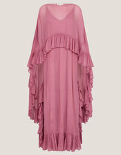 Jodie Cape Ruffle Maxi Slip Dress, Pink (ROSE PINK), large