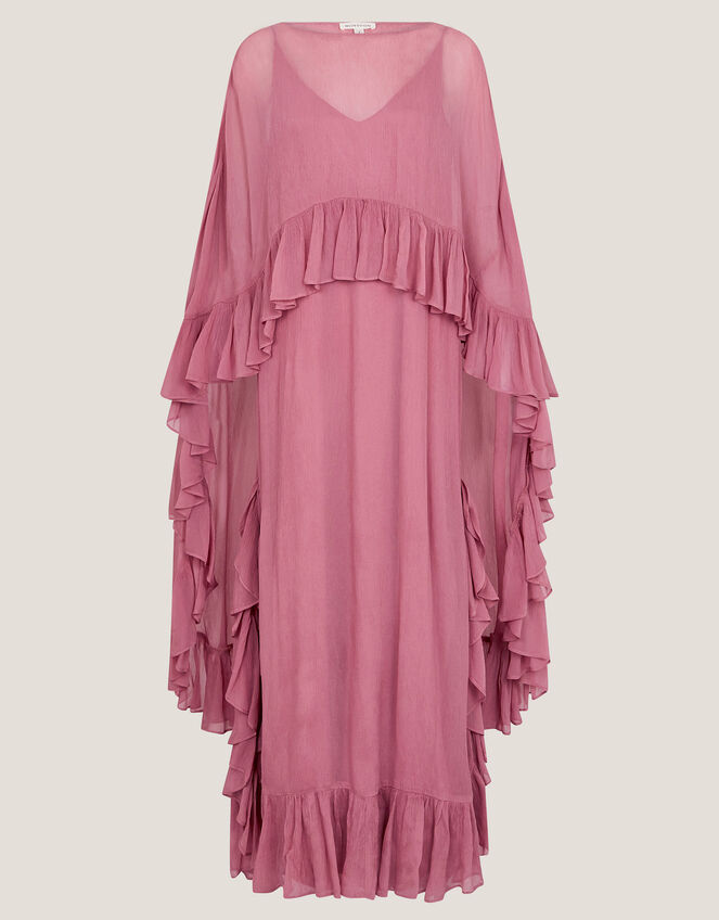 Jodie Cape Ruffle Maxi Slip Dress, Pink (ROSE PINK), large