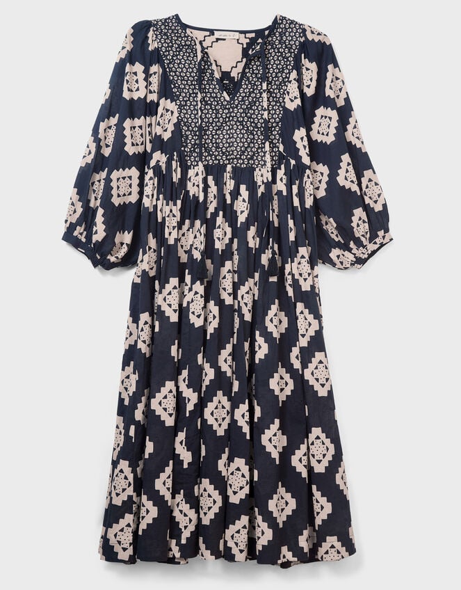 East Kaira Geometric Monochrome Midi Dress, Black (BLACK WHITE), large
