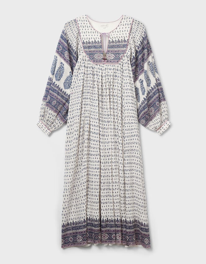 East Tilly Crinkle Cotton Midi Dress, Blue (BLUE), large