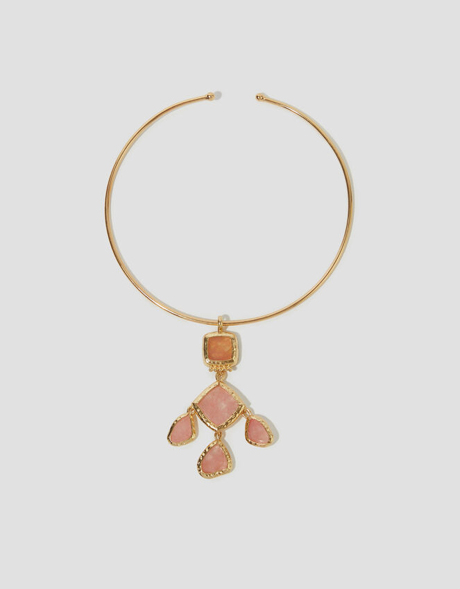 Quartz Pendant Choker Necklace, , large