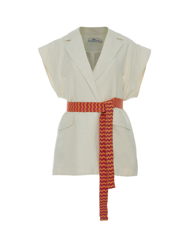 Devotion Twins Laugh Sleeveless Jacquard Jacket, Ivory (IVORY), large