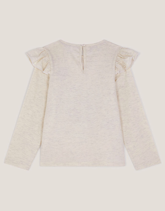 Sequin Heart Butterfly Long Sleeve Top, Ivory (IVORY), large