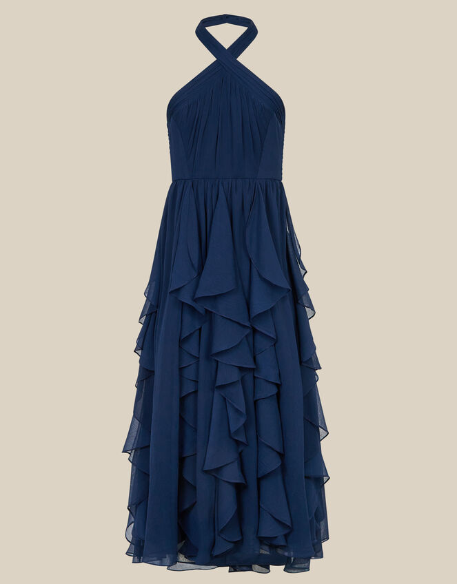 Arizona Halter Ruffle Prom Dress, Blue (NAVY), large