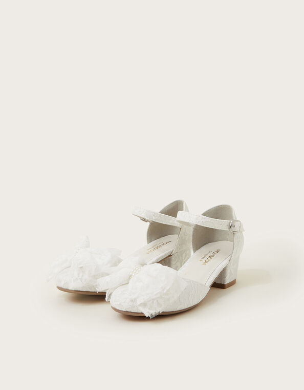 Bow Lace Two-Part Heels, Ivory (IVORY), large