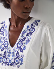 East Tamara Floral Embroidered Midi Dress, White (WHITE), large