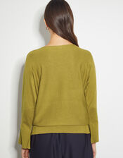 Hope Sparkle Stud Raglan Jumper, Green (OLIVE), large