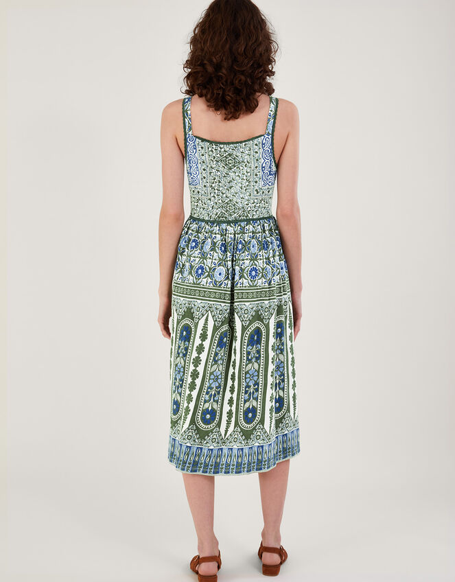 Heritage Print Lace Trim Dress, Green (KHAKI), large